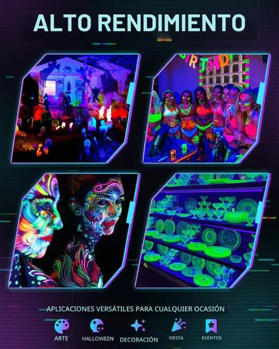 Vista 6 de Luces negras de 50 W con interruptor+enchufe, impermeable IP66, luz LED de inundación de luz negra para fiesta brillante, Halloween, dormitorio