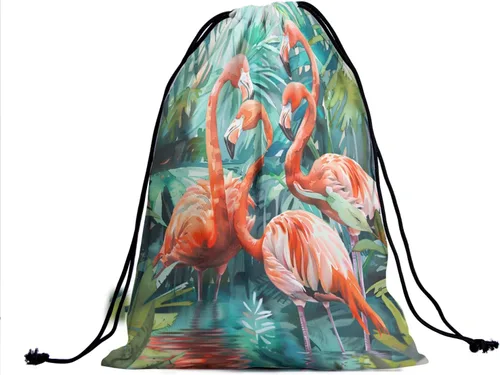 Vista 30 de Bolsa de agarre de gimnasia de piel de animal, bolsa de gimnasia con cordón ajustable, bolsa de cuerda para fauna silvestre, Mariposas Galaxy