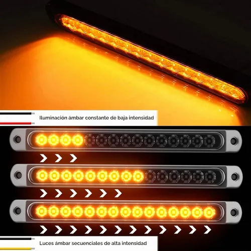 Vista 2 de PSEQT Luces LED de identificación de remolque de 10 pulgadas, barra de luces LED ámbar de señal de giro, luces de marcador trasero, tira