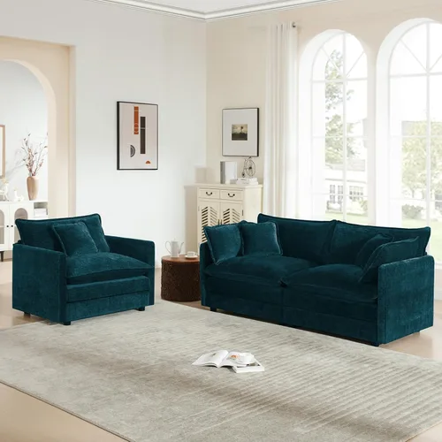 Vista 80 de 76.7" Cloud Couch for Living Room, Deep Seat Loveseat Sofa, Beige Breathable Chenille, 2-Seats Couch for Apartment Small Spaces, Pocket Spring