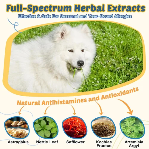 Vista 4 de ZEBORA Masticables para alergias para perros, apoyan las alergias estacionales y el alivio de la picazón, probióticos + omega-3 + calostro