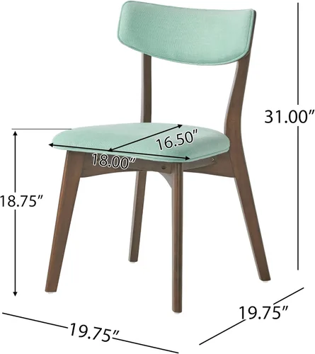 Vista 3 de Christopher Knight Home Abrielle - Sillas de comedor de tela moderna de mediados de siglo con marco de madera de caucho con acabado de nogal menta