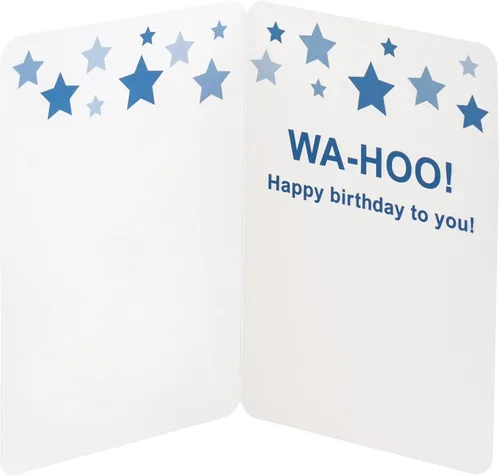 Vista 4 de Hallmark Bolsa de regalo grande de 13 pulgadas con tarjeta de cumpleaños y papel de seda (azul con estrellas, cumpleañero)
