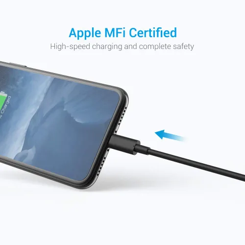 Vista 2 de Cable Lightning certificado – Cargador Nikolable para iPhone, paquete de 3 unidades de 6 pies de iluminación a USB A, cable de carga compatible