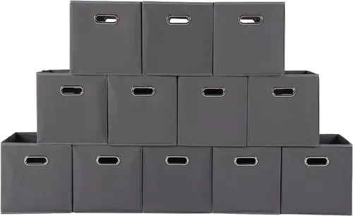 Vista 58 de Yunkeeeper - Contenedores de almacenamiento, cubos organizadores de tela con asa, cubos plegables para almacenamiento de tela o accesorios, 11 x 11