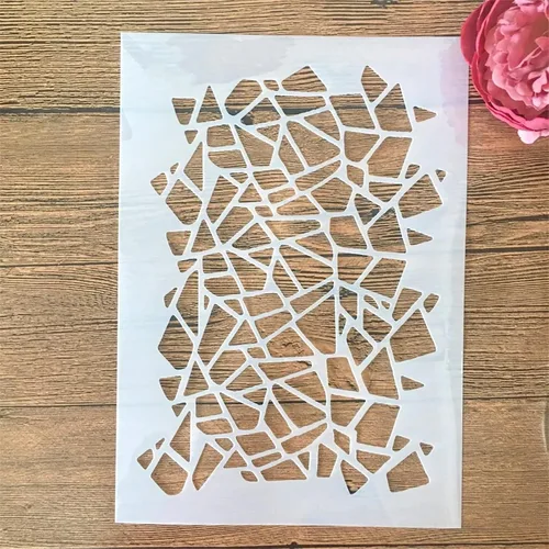 Vista 10 de TIAMECH Plantilla A4 reutilizable de líneas de símbolos pequeños para pintar, plantilla de capas de textura de cuadrícula, arte de pared