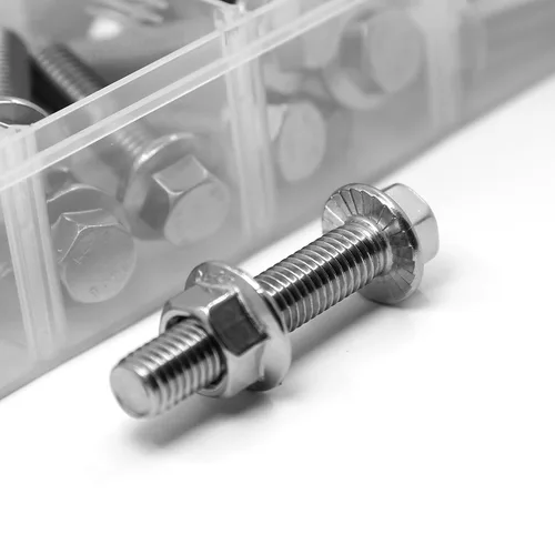 Vista 6 de 112 piezas M6 pernos y tuercas de acero inoxidable 304 con cabeza hexagonal y brida de 10 mm, 20 mm, 30 mm, 40 mm, 50 mm