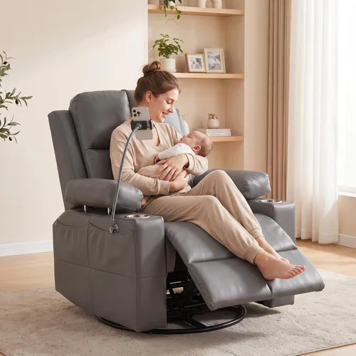 Vista 2 de Silla reclinable eléctrica para guardería, silla mecedora eléctrica con Gris