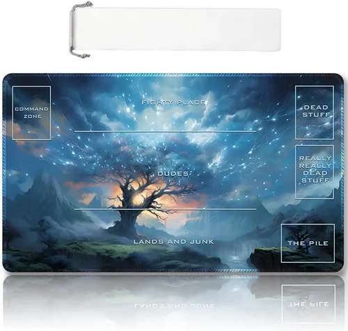 Vista 32 de Tapete de juego MTG cosido de alta calidad con zonas y respaldo de goma antideslizante, tapete de juego TCG para MTG y otros juegos de cartas, Dkt