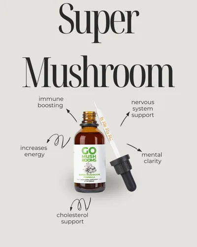 Vista 2 de Super Mushroom Tintura - Tintura de hongos múltiples 4 en 1 de doble extracción - Tintura de hongos fructíferos - Super hongos para la salud