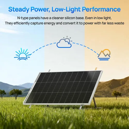 Vista 4 de ECO-WORTHY Panel solar tipo N de 100 W, panel solar de 12 V y 100 vatios con módulo fotovoltaico monocristalino de 25 % de eficiencia, paneles
