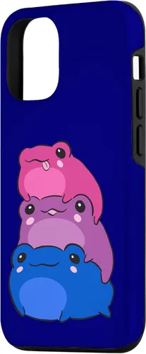 Vista 2 de Funda estética para iPhone 12/12 Pro Bisexual Flag Color Frogs Sutil Bi Pride LGBTQ
