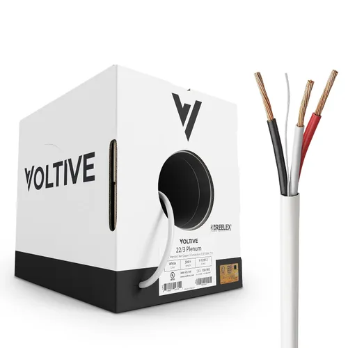 Vista 19 de Voltive Cable de altavoz 12/2, Plenum CL3P, blanco, 500 pies - 12 AWG, 2 conductores, cobre trenzado sin oxígeno, listado UL - V-1214-2