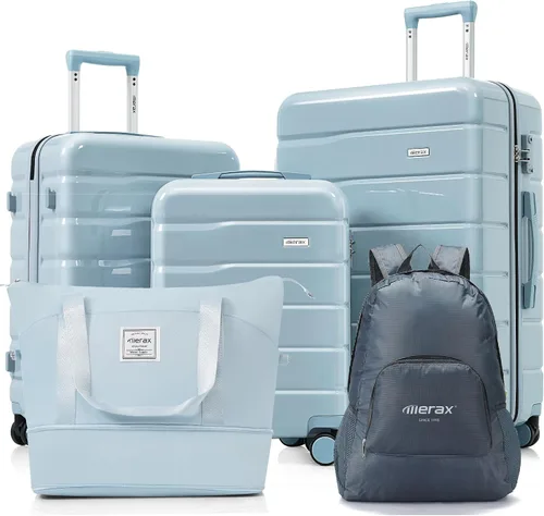 Vista 83 de Merax 3 piezas expandible ABS Hardshell equipaje Sets Spinner Wheel Maleta TSA Lock Suit Case, Apertura frontal negra, Juego de 2 piezas, Maleta