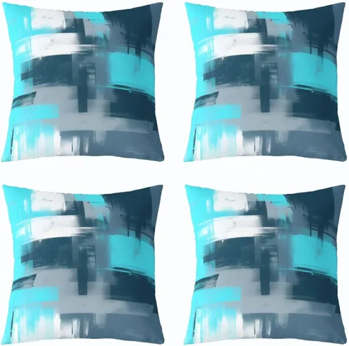 Vista 3 de Juego de 4 fundas de almohada abstractas de 16 x 16 pulgadas, fundas de cojín suaves y modernas de arte abstracto para sofá, fundas decorativas