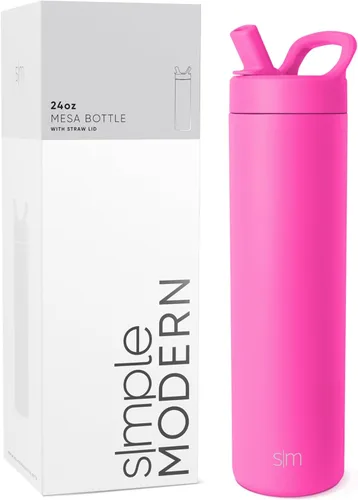 Vista 48 de Simple Modern Botella de agua con tapa de pajilla Termo de acero inoxidable aislado Botellas de agua reutilizables para viajes para gimnasio