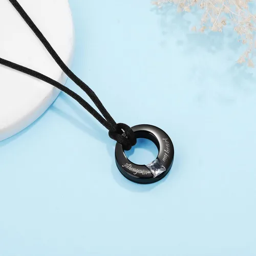 Vista 3 de YOUFENG Collares de urna de piedras natales para cenizas, urna redonda de cremación colgante para cenizas humanas, recuerdo conmemorativo, medallón