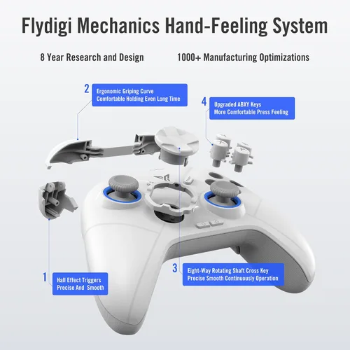 Vista 7 de FLYDIGI Direwolf 2 PC Gaming Controller Hall Effect Joystick & Trigger Dual Vibration 800mAh Battery Gyro Mapping Multi-Platform Controller for