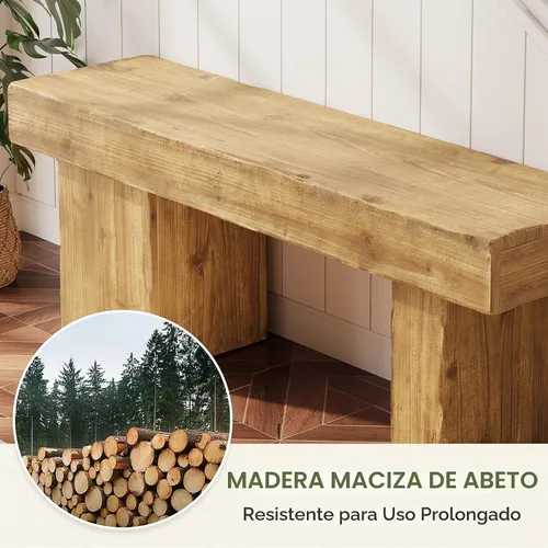 Vista 8 de Banco de Madera Maciza Engrosada, Banco de Entrada Rústico Estilo Granja de 47", con Patas Artísticas, Banco de Comedor de Servicio Pesado