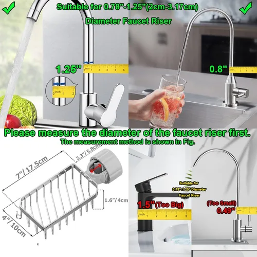 Vista 2 de Soporte de esponja sobre grifo, organizador de cocina, organizador de fregadero, estante de drenaje desmontable de acero inoxidable para esponja