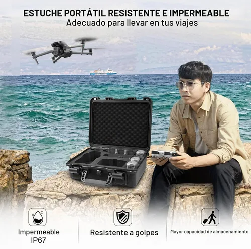 Vista 7 de Lekufee Funda rígida impermeable para DJI Air 3S, Air 3 Drone, Fly More Combo, batería, DJI RC Pro 2, RC 2, RC N3/N2 y accesorios (solo funda)