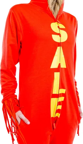 Vista 6 de Tipsy Elves Divertido disfraz de Halloween rojo y amarillo traje de tubo inflable inspirado en el hombre para mujer