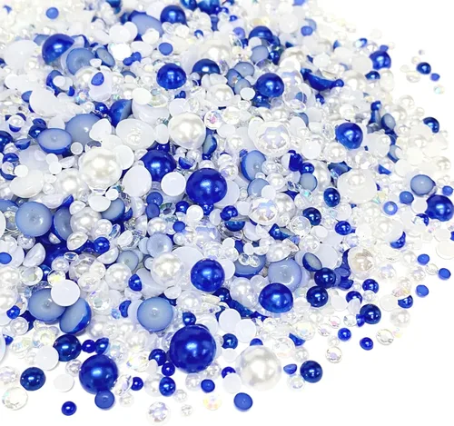 Vista 10 de Diamantes de imitación de resina mixta de 3.53 oz con parte trasera plana, perlas semicirculares, tamaños mixtos de 0.116 a 0.394 pulgadas