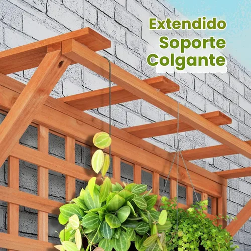 Vista 4 de HAPPYGRILL Cama de jardín elevada de 72.5 pulgadas con enrejado y jardinera