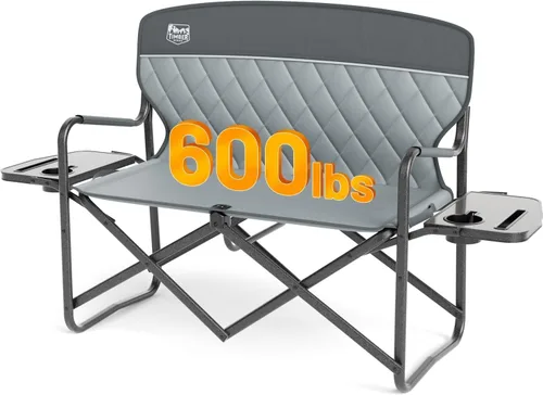 Vista 12 de TIMBER RIDGE Silla de camping resistente con tamaño compacto, silla de directores portátil con mesa auxiliar y bolsillo para camping, césped