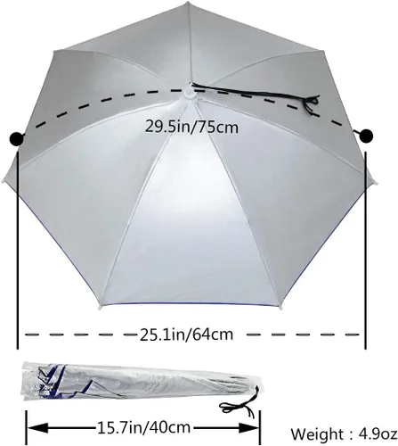 Vista 5 de NEW-Vi Sombrero de paraguas plegable para adultos y niños, para playa, pesca, golf, fiesta, sombreros