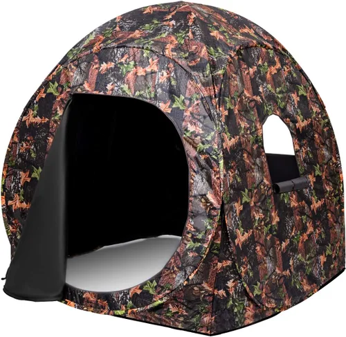 Vista 13 de Tangkula Persiana desplegable para 3 personas, persiana portátil de caza con ventanas de malla, bolsa de transporte y estacas de tierra, tienda