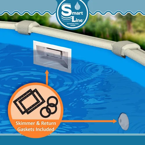 Vista 3 de Smartline Revestimiento redondo para piscina de 18 pies Azul sólido