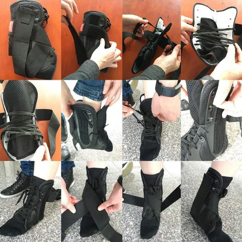 Vista 5 de Kuangmi Tobillera con cordones con estabilizadores laterales y cinturón de fijación auxiliar cruzada, protección de fuerza, 1 pieza (S)