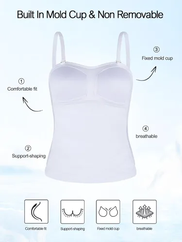 Vista 4 de Ocean Blues Top tankini bandeau sin tirantes para mujer con control de abdomen