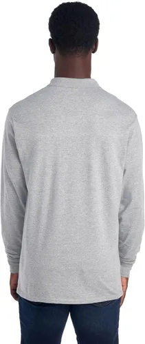 Vista 3 de Jerzees Polo de manga larga para hombre y hombre, mezcla de algodón, cierre de dos botones, ajuste regular, tallas S-2X