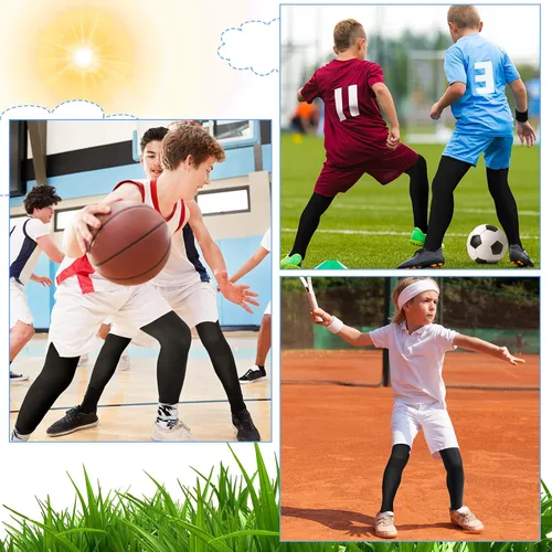 Vista 6 de Haysandy Leggings de compresión para niños, paquete de 2 mallas atléticas, pantalones de compresión de baloncesto, leggings deportivos para niños