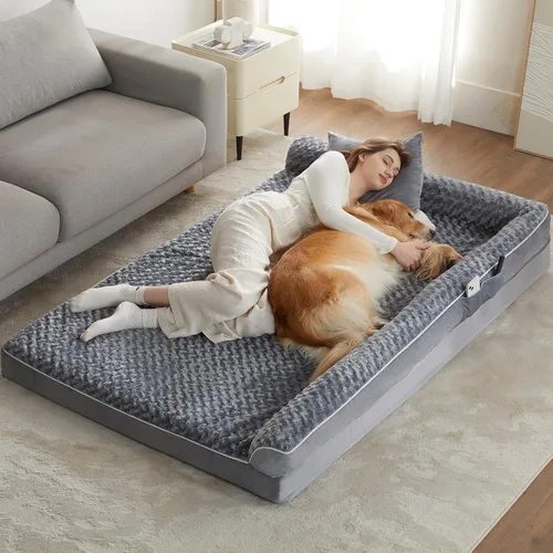 Vista 14 de BFPETHOME - Camas ortopédicas para perros grandes - Sofá para perros impermeable con funda extraíble y lavable, cama grande para mascotas con forro