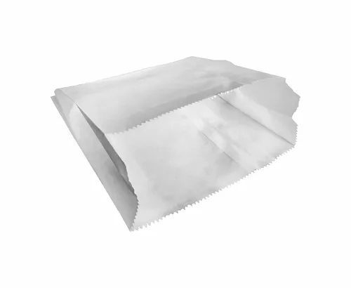 Vista 4 de Paquete de 100 bolsas de papel kraft 100% blanco, 2.75 x 10 pulgadas, bolsa lisa blanca con soporte para utensilios de cocina (caja de 100 piezas)