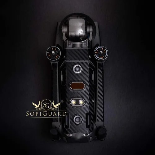 Vista 6 de SopiGuard 3M - Vinilo de fibra de carbono negro para DJI Mavic 2 Pro/Zoom