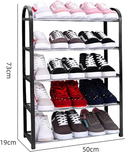 Vista 2 de Estante de zapatos Zapatero de aluminio de metal de pie Zapatero de pie DIY Estante de almacenamiento de zapatos Estante organizador para el hogar