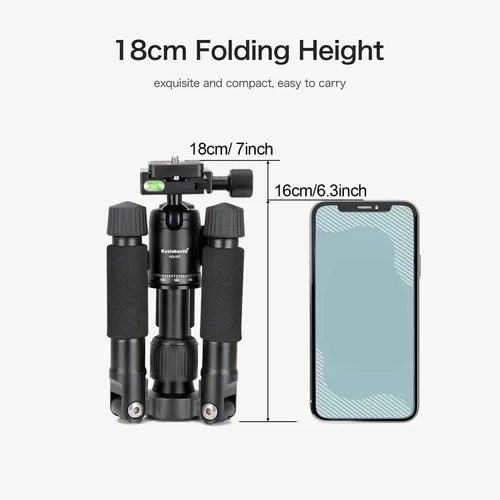 Vista 8 de Koolehaoda - Mini trípode de mesa de 20 pulgadas con cabezal de bola de 360°, portátil, color negro Aluminum Desktop Tripod Stand, Load up to