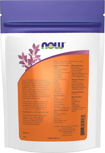 Vista 2 de Cápsulas vegetales de Now Foods Doble “00” cápsulas vacías, 250 unidades, 1, 1