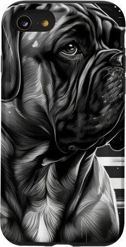 Vista 18 de iPhone 16 Bullmastiff Dog Black And White American Flag Bullmastiff Case