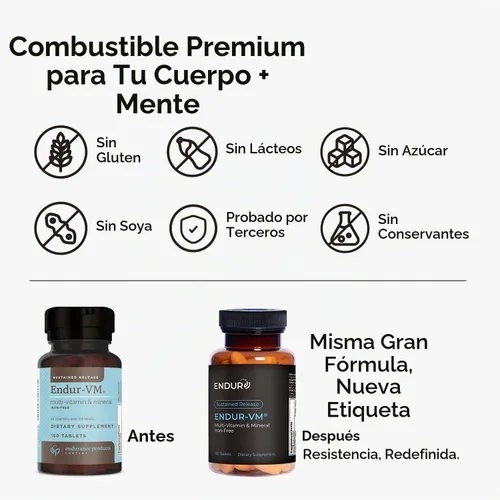 Vista 3 de ENDUR-VM® Multivitamínico de liberación sostenida sin hierro, 150 tabletas