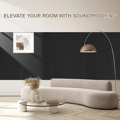 Vista 2 de Paquete de 10 paneles acústicos grandes de 48 x 24 x 0.38 pulgadas, paneles de pared autoadhesivos para amortiguar el sonido, paneles de pared Negro