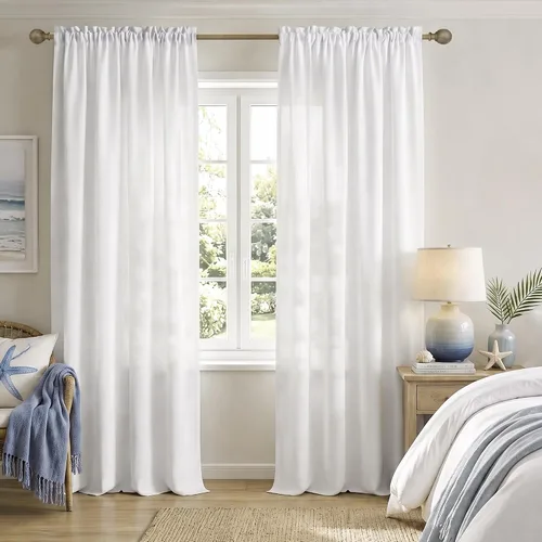 Vista 65 de Mrs.Naturall - Cortinas transparentes con bolsillo para barra de 36x63 pulgadas de lino mezclado negro