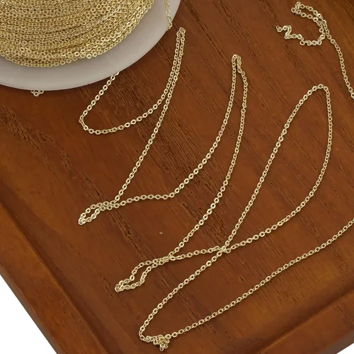 Vista 4 de Cadena de cable rellena de oro de 14 quilates de 6 pies para fabricación de joyas personalizadas, cadena de cable a granel sin terminar (0.039 in)