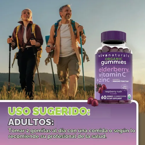 Vista 6 de Viva Naturals Sambucus - Gomitas de saúco para adultos con vitamina C