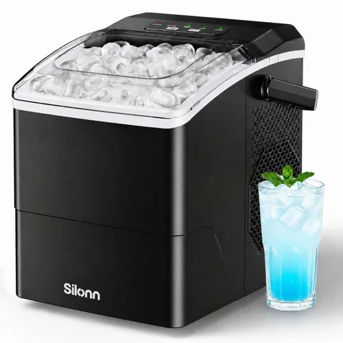 Vista 27 de Silonn Nugget - Máquina de hielo para encimera, hielo de caída automática Acero inoxidable