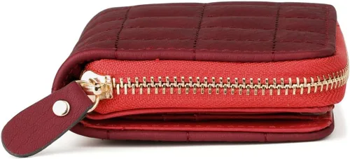 Vista 5 de uxcell Pequeñas carteras cortas con cremallera de párrafo con tarjetero para dama, Rojo -, Classic